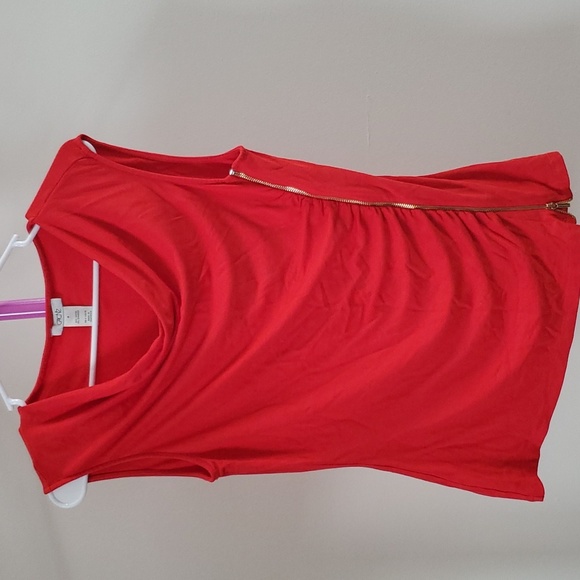Cache Tops - Cache Red Top Sleeveless Side Zipper size M